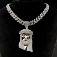Pendentif vintage avatar entièrement serti de zircon, accessoire pendentif haut, pendentif Jésus