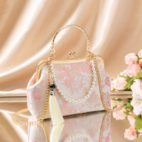 Nouveau sac fourre-tout à bandoulière pour femme, style chinois, avec broderie florale éthérée, pampilles et fermoir, idéal comme sac cadeau avec chaîne