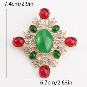 Broche fleur et feuille en pierres fantaisie, accessoires de tempérament de niche pour femme, pour le quotidien, les fêtes, les banquets et le Nouvel An - Product Image 4