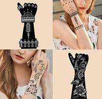 Kit de 12 pochoirs autocollants pour tatouages au henné, écologiques et non toxiques, modèles de tatouages temporaires indiens et arabes pour la main et le bras