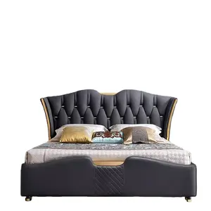 Hot Sale Modern Design Luxury King Size Bed Light Luxury Leather Storage Master Bedroom Bed