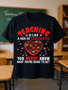 La didattica è come una scatola di cioccolatini T-shirt per uomo e donna, 100% cotone, traspirante, vestibilità casual, manica corta, girocollo - Product Image 2