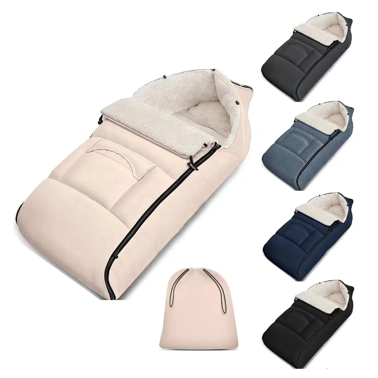 2023 extérieur polaire coupe-vent et imperméable nouveau-né fourrure poussette manchette bébé chancelière hiver sac de couchage