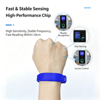 Bracelet intelligent en silicone RFID personnalisé avec encapsulation en PVC pour le contrôle d'accès aux parcs aquatiques et les applications événementielles