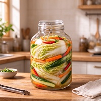 Pot en verre hermétique à couvercle basculant de 5 L pour la fermentation des cornichons, la mise en conserve des légumes et le stockage des aliments secs