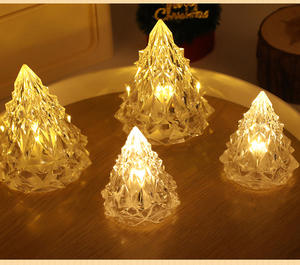 Vela Led Formas de árbol de Navidad Adornos de vidrio de mesa Árbol de Navidad Luces Led Vidrio Árboles de Navidad Adornos de vidrio - Product Image 3
