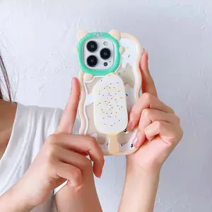 Đẹp Mùa Hè Ice Cream tan chảy in màu Popsicle gấp đứng chủ TPU điện thoại Bìa trường hợp đối với iPhone 14 cộng với Pro Max