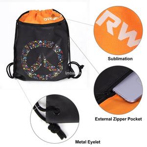 Bolsa de cordón impermeable personalizada con bolsillo, bolsa de cordón Oxford de poliéster 600D - Product Image 3