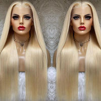 Vente en gros perruques brésiliennes Remy Lace Front 613 blonde os droit HD pour cheveux de bébé pré-plumés petit sans colle pour femme noire