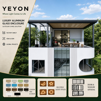 Yeyon OEM Plafond à lattes en bois pour toit plat, LED, grille ouverte, cadre en aluminium, sans cadre, moderne, balustrade, véranda extérieure, maison en verre