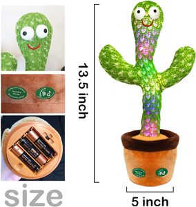 Parler chantant imitant Cactus en peluche lumière LED bébés tout-petits enfants jouets interactifs - Product Image 4