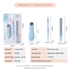 Lmltop OEM Thân Thiện Với Da Chết Ngã Ba Móng Tay Tập Tin Móng Tay Sắc Nét Cắt Thiết Lập 3036 Kết Hợp Thuận Tiện An Toàn 3Pcs Làm Móng Bộ - Product Image 5
