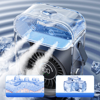 Ventilador de Nebulización Portátil Recargable Moderno de 4000 mAh con Temporizador, Tres Modos de Pulverización, Ventilador de Niebla Negra con Tres Boquillas