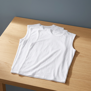 <b>Men's</b> <b>White</b> Sleeveless <b>Tank</b> <b>Tops</b> Crew Neck Casual Knitted 100% Cotton Solid Color 230gsm OEM - Product Image 4