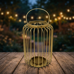 Luxury Premium Quality Iron Metal Wall Decor Designer Hanging <b>Lantern</b> Tea Light Natural Portable Home Decoration <b>Brass</b> Flameless - Product Image 1