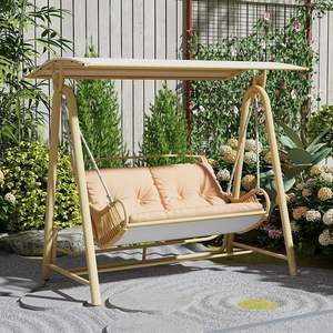 Balançoire de jardin extérieure double en métal avec coussins pour balcon et cour - Product Image 5