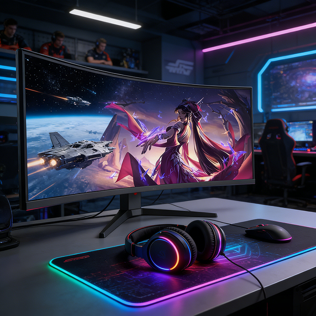 49 Inch 5K Curved Gaming Monitor 1440p DQHD 165Hz Ips Lcd Monitors Ultra Wide Screen With USB-C for Multitasking Office Work