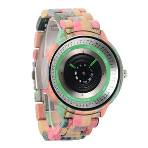 <span class=keywords><strong>Novità</strong></span> Design Quality Luxury Branded Logo Men Rainbow Colorful Quartz <span class=keywords><strong>orologi</strong></span> da polso orologio unico in legno di bambù - Product Image 2