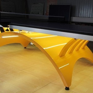 โต๊ะปิงปอง LED สีทองรุ้ง ขนาด 50x50 มม. ขาตั้งสำหรับเล่นในร่ม ความบันเทิงทันสมัย ทนทาน ทำจากแผ่นไฟเบอร์บอร์ดความหนาแน่นสูง - Product Image 4