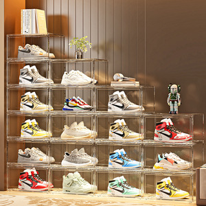 Contenedor de Almacenamiento Apilable al por Mayor de Fábrica, Caja Plegable para Zapatos que Ahorra Espacio, <span class=keywords><strong>Multiusos</strong></span>, a Prueba de Polvo, Transparente, Estante para Zapatos - Product Image 4