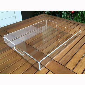 Plateau de service en acrylique plexiglas <span class=keywords><strong>carré</strong></span> personnalisé avec poignée Plateau <span class=keywords><strong>carré</strong></span> élégant pour servir à la maison et au bureau - Product Image 3