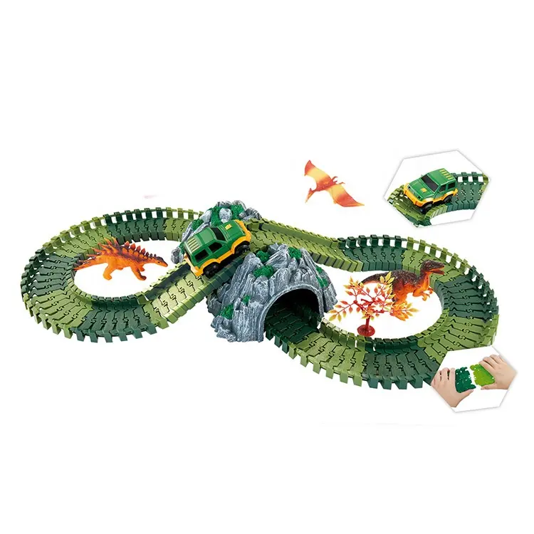 Dinozor serisi çok fonksiyonlu ücretsiz kombinasyon yazım çocuklar çeşitli DIY demiryolu araba oyuncak cada