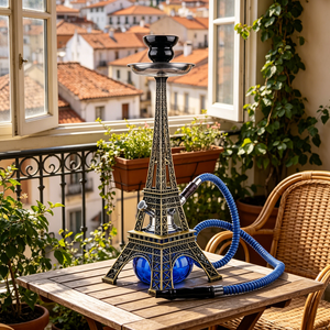 Chicha Tour Eiffel 3 couleurs, ensemble chicha portable en alliage et verre de 39 cm, double tuyau, chicha arabe en forme de stylo, en stock - Product Image 2