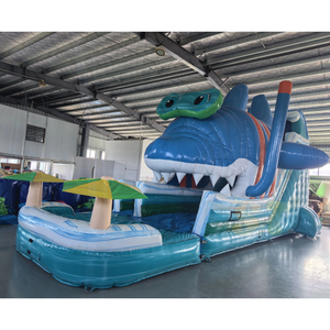 Tobogán Acuático Inflable de PVC Resistente Personalizado para Exteriores, Tobogán Acuático Inflable Comercial con Forma de Tiburón para Niños y Adultos para Fiestas - Product Image 1