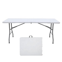 Table pliante rectangulaire en plastique blanc de qualité commerciale pour réception de mariage, capacité de 330 lb, 6 pieds