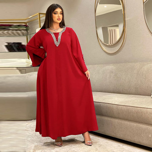 Cross-border for <strong>Hot</strong> Selling Women's Vintage Spring Fashion Large Size Handmade Beaded <strong>Hot</strong> Drilling Dress - Product Image 4