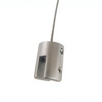 Kit de suspension pour tableaux en câble d'aluminium chromé satiné avec pince de fixation pour usage intérieur