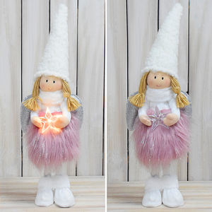 Figurines <span class=keywords><strong>de</strong></span> <span class=keywords><strong>Noël</strong></span> 2026, cadeaux, décorations pour la maison, ornements, filles debout en peluche, adorable poupée <span class=keywords><strong>ange</strong></span> LED avec étoile lumineuse - Product Image 6