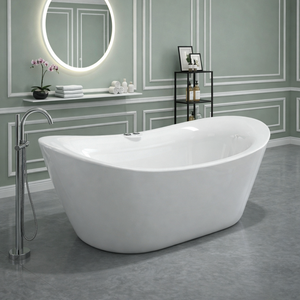 Best Modern X-BELMONTE Freestanding Acrylic Eco-Friendly Bathtub Drainer Faucet Included Indoor <b>Bathroom</b> Soaking Corner Bathtub - Product Image 1