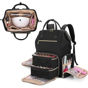 Çok fonksiyonlu makyaj oje organizatör çantası 2 çıkarılabilir torbalar saklama çantası teknisyen manikür araçları sırt çantası