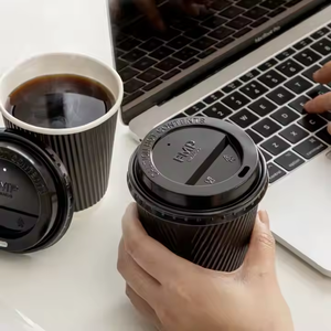 Vendita calda personalizzato usa e getta 12 <span class=keywords><strong>Oz.</strong></span> Tazze di carta caffè a doppia parete con coperchi eco scatole di carta per tazza di caffè caldo - Product Image 5