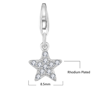 Ngọc Lôn <span class=keywords><strong>925</strong></span> Sterling Silver Sao Quyến Rũ Cho Vòng Đeo Tay Hoặc Vòng Cổ Rhodium Mạ Cubic Zirconia Thiết Kế Quyến Rũ Đối Với Trang Sức Làm - Product Image 6