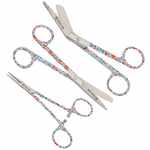 Juego de tijeras Vaslcare Premium, 3 uds., diseño elegante, fuente de alimentación Manual, fórceps hemostáticos de enfermería con mango impreso - Product Image 1