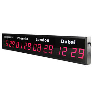 CHEETIE CP34 우수한 북미 호텔 5개 시 타임존 레드 LED 디지털 전기 거실 세계 시간 벽시계 - Product Image 1
