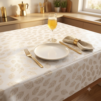 Nappe de table en PVC de luxe avec feuilles dorées, résistante aux taches, imperméable, pour mariage, fête, décoration de restaurant