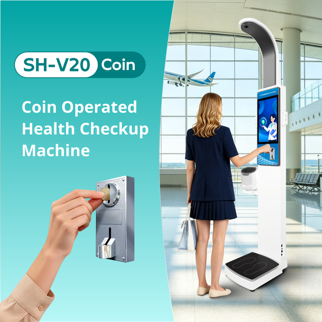 Health Checkup Kiosk Medical Diagnostic Equipment Coin Operated Ultrasonic Height and Weight Blood Pressure Machine