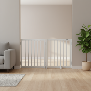 Barrière pour animaux de compagnie VZVOR, 24 po de hauteur x 80,3 po de largeur, 4 panneaux pliables, barrière intérieure pour chien, support silencieux pour les pieds, extensible - Product Image 2