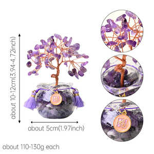 Wholesale Handmade Copper Wire Wrapped Natural Crystal <b>Tree</b> Amethyst Money <b>Tree</b> for Home Decoration - Product Image 2