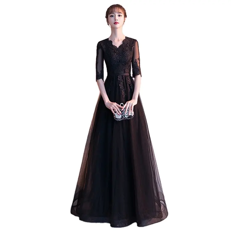 Elegant dresses women evening new style sexy black temperament banquet long dress for party banquet formal party evening dresses