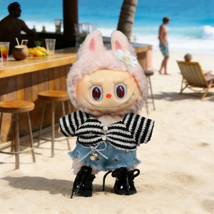 Labubu <b>Doll</b> Clothes 17cm Striped Sweater Denim Skirt Set For Plush Toy Accessories - Product Image 2