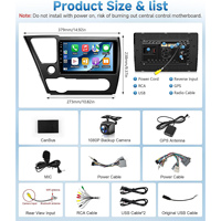 Honda Civic 9 2013-2016 için 9'' Araç DVD Oynatıcısı 9 İnç Araç Stereo DVD Video Ses DVD Oynatıcısı Kablosuz CarPlay