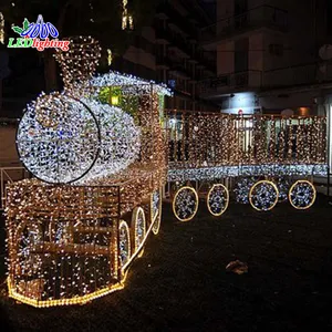 Подгонянное коммерческое рождественское большое объемное акриловое освещение для локомотивного поезда, светодиодное освещение для праздничного декора