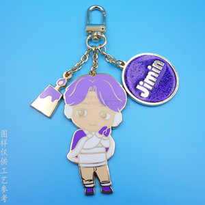 Custom <b>Anime</b> Character <b>Keychain</b> Metal Enamel Pendant With Chain Gold Color Business Gift Promotional Item - Product Image 3