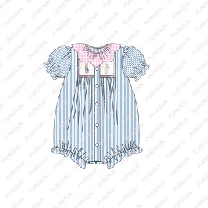 Vêtements smockés <span class=keywords><strong>de</strong></span> pâques pour enfants, <span class=keywords><strong>tenue</strong></span> festonnée pour bébé fille, motif lapin brodé, tenues pour tout-petit fille, 2023 - Product Image 3