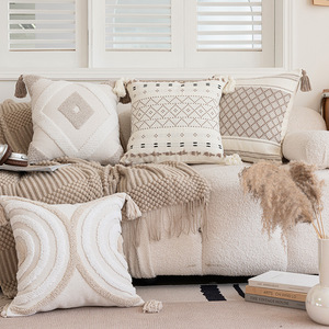 Nordic Style Geometric Throw Pillows Square Plush With Tassels Decorative <b>Cushions</b> For Sofa Home Decor - Product Image 4