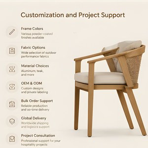 Mobilier de Jardin en Teck Design Bois de Haute Qualité avec Coussins Imperméables, Chaise de Salle à Manger d'Extérieur en Bois - Product Image 6